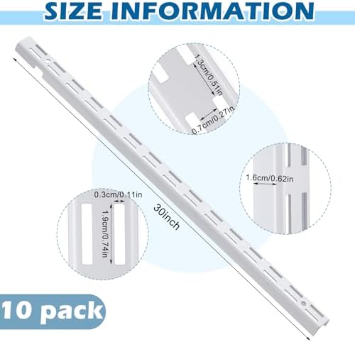 10 Pcs 30 Inch Dual Track Brackets Shelf System Upright Wall Shelving Rail