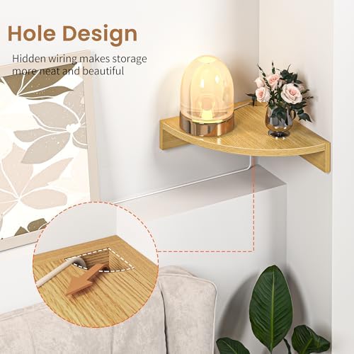 Fun Memories Corner Shelf Wall Mount, Wood Floating Corner Shelves, Corner Wall Shelf for Bedroom, Bathroom, Kitchen, Li