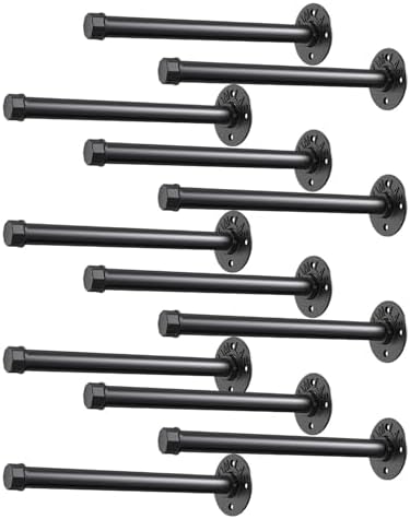 Industrial Pipe Shelving 8 Inch Floating Shelf Brackets DIY Shelving Brackets 12 Pack Pipe Decor Wall Rustic Clothing Ra
