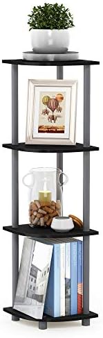 Furinno Turn-N-Tube Corner Shelf, 4-Tier Corner Bookshelf, Display Storage Shelves with Open Shelves, for Organization a