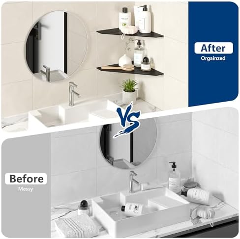 Matte Black 10 Inch Corner Shower Shelf with Slot Design, 2 Pack