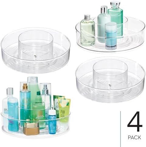 iDesign 12-inch Divided Lazy Susan - Set of 4 - Clear