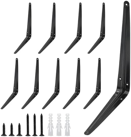 Lilaly 10 Pack Shelf Brackets 12 Inch Shelf Bracket, Heavy Duty L Brackets for Shelves for Hanging Floating Shelves Brac