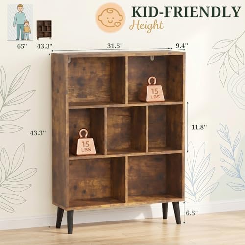 7 Cube Storage Organizer Shelf，Open Cube Bookshelf with Legs