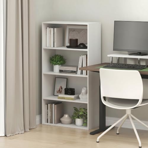 Furinno PASIR 4-Tier Book Shelf, Open Shelves Bookshelf, White
