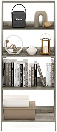 Furinno Ladder Bookcase Display Shelf, 5-Tier, French Oak