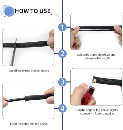 Braided Sleeving, PET Expandable Cable Sleeve, Mesh Cable Management for TV, Computer, Home Theater, Flexible Cord Prote
