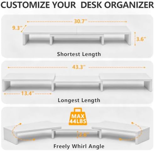 TAVR Dual Monitor Stand Riser, Wooden Computer Monitor Stand for 2 Monitors