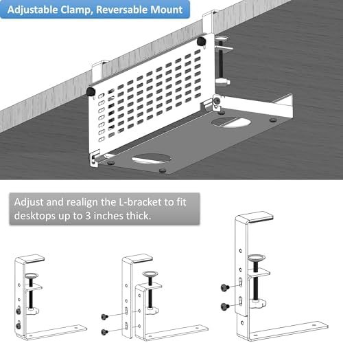 AEONS Universal Under Desk Cable Management Tray-Clamp Mount Hinged Swing Modesty Panel Organizer for Office Desks Easy 