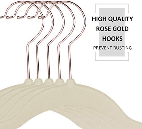 VECELO Premium Velvet Clothes Hangers Suit Heavy Duty (100 Pack)-Non Slip & Space-Saving with 12 Finger Clips & 2Tie Rack Excellent for Men and Women,Light Beige