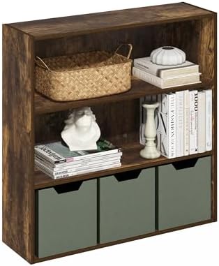 Furinno PASIR Book Shelf, 3-Tier Bookshelf with Open Storage Shelf, Standing Bookcase, 9.3 x 31.3 x 31.5, Easy Assembly,