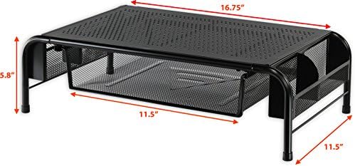 Simple Houseware Metal Desk Monitor Stand Riser w/ Drawer, 2-Pack, Black
