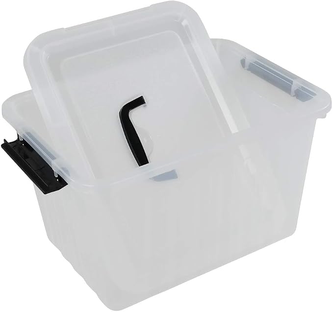 Ramddy 12 Quart Clear Storage Box with Lid and Black Latches, 1 Pack