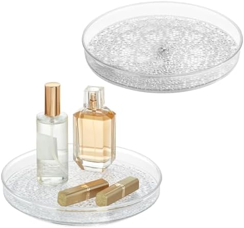iDesign 9-Inch Plastic Lazy Susan Organizer, Clear, Set of 2