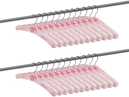 Jetec 24 Pack Satin Padded Hangers for Women Clothing 15",Light Pink