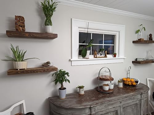 joelsantiques x2-24 Inch Wooden Floating Shelves for Wall -24x6x2 in -Made of Natural Wood - Long Heavy Duty Rustic Wall
