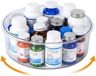 Medicine Bottle Organizer, Medicine Organizer for Cabinet, Transparent Medicine Lazy Susan Organizer for Vitamin Pill Bo