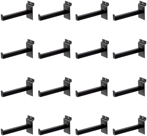 16 Pack Heavy Duty Tube Slatwall Shelf Brackets, Metal Tubular Slat Wall Brackets with Lip, Slatwall Accessories for Gar
