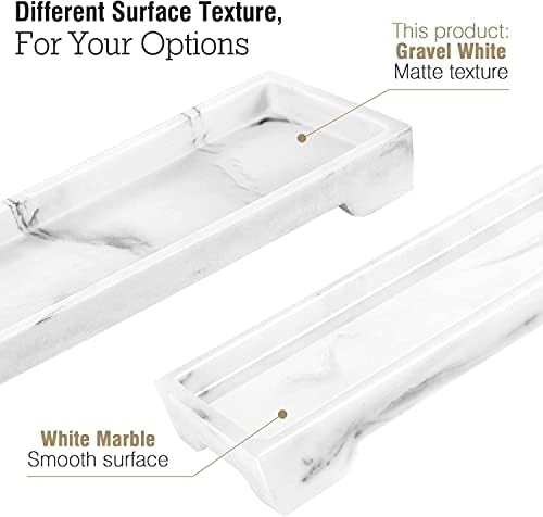 Luxspire Marble Tray for Soap Dispenser Perfume Jewelry, S, Gravel White