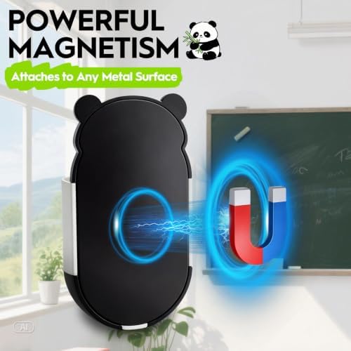 KITANIS Cute Panda Magnetic Pen Holder,2 Pack Magnetic Dry Erase Marker Holder,Magnet Storage Marker Pen Pencil Organizer for Refrigerator,Whiteboard,Locker Accessories