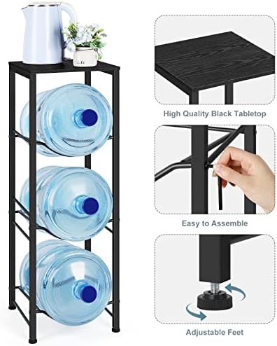 Water Bottle Holder Organizer 5 Gallon Water Jug Stand with Shelves, 3-Tier Water Bottle Dispenser Stand for Kitchen Liv