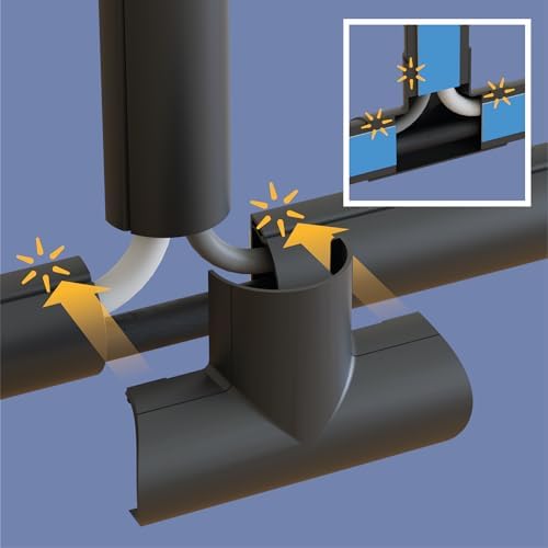D-Line Medium Cable Raceway Accessory Pack, Join 1.18in x 0.59in Cord Cover Lengths, 10 Accessories Included, Hide Cords