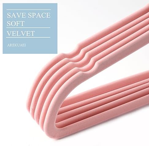 Premium Blush Pink Velvet Hangers (Pack of 50) Heavyduty - Non Slip - Copper/Rose Gold Hooks,Space Saving Clothes Hangers