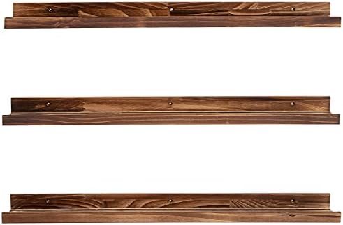 MBYD 36 Inch Floating Shelves for Wall Set of 3, Wall Mount Carbonized Black Picture Ledge Nursery Bookshelf for Bedroom