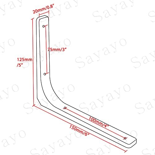SAYAYO Wall Shelf Bracket Black, 6 X 5 Inch Heavy Duty L Bracket for Wood
