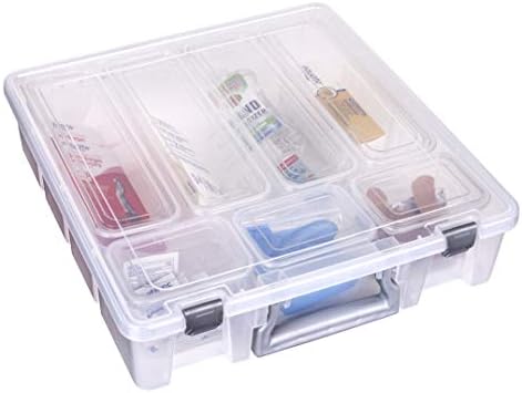 AB Designs 6967ABD Super Satchel with 9 Mixed Bins Inside, Stackable Home Storage Organization Container, Clear with Sli