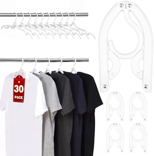 30 Pcs Travel Hangers, Cruise Ship Essentials Foldable Hangers Plastic Travel Essentials, Portable Cruises Must Haves 2026 for Suitcase, RV Camping Airplane Europe Vacation Essential, White