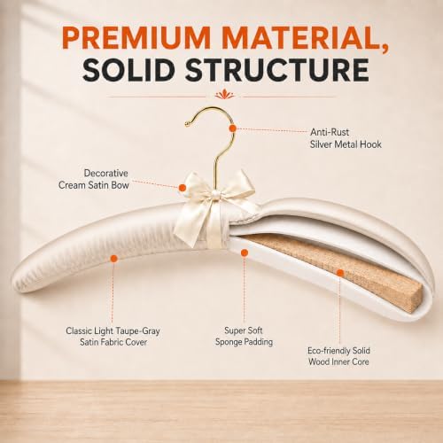 No Bump Satin Padded Clothes Hangers for Sweaters, Women Clothing, 10 Pack