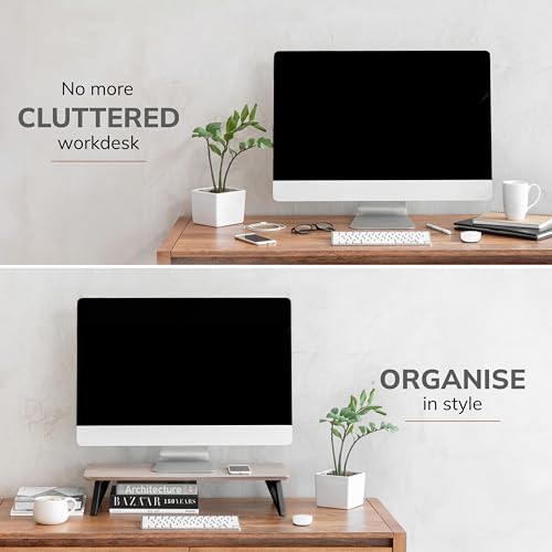Anji Mountain Monitor Stand for Desk - Desktop Organizer & Laptop Riser, Ergonomic Monitor Riser, Space-Saving, Durable,