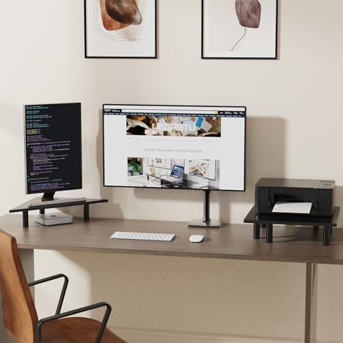 2 Pack White Corner Monitor Stand, Triangle/Square Adjustable Height Riser, 27-inch Universal Desktop Shelf for Computer