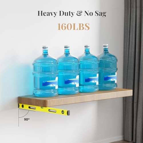 4pcs Floating Shelf Bracket Heavy Duty Shelving Mounting Brackets Hidden Floating Shelf Hardware,Black Metal Shelf Suppo