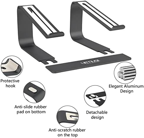 Urmust Laptop Stand for Desk, Black, Up to 15.6" Laptop
