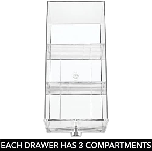 mDesign Plastic Kitchen Pantry, Cabinet, Countertop Organizer Storage Station with 3 Drawers for Coffee, Tea, Sugar Pack