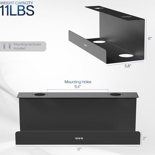 VIVO Black 17 inch Extra Deep Cable Management Tray, DESK-AC16-1C