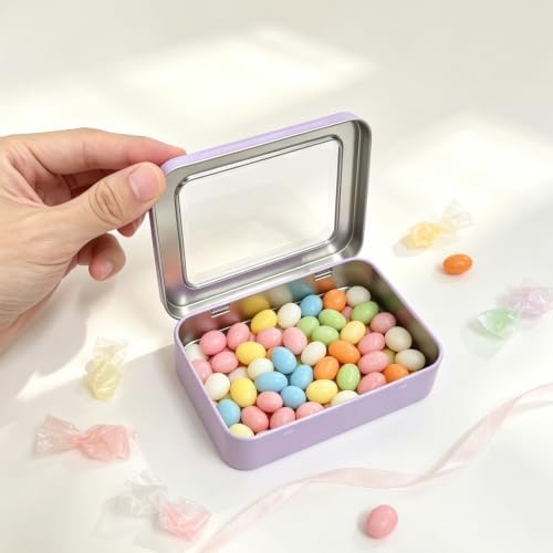 24 Pack Metal Storage Organizer Tins, Purple, 4.5 x 3.3 x 0.87 inches