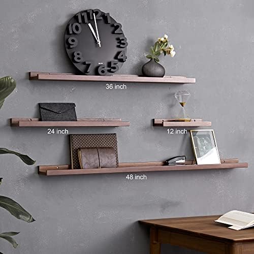 12x4-Inch Walnut Solid Oak Wood Floating Shelf for Wall Decor
