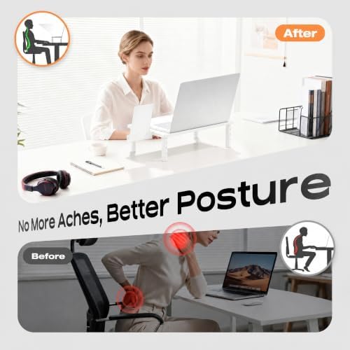 Computer Monitor Stand Riser for Desk, 3 Height Adjustable PC Laptop TV Desktop Monitor Stand Shelf, Metal Printer Table