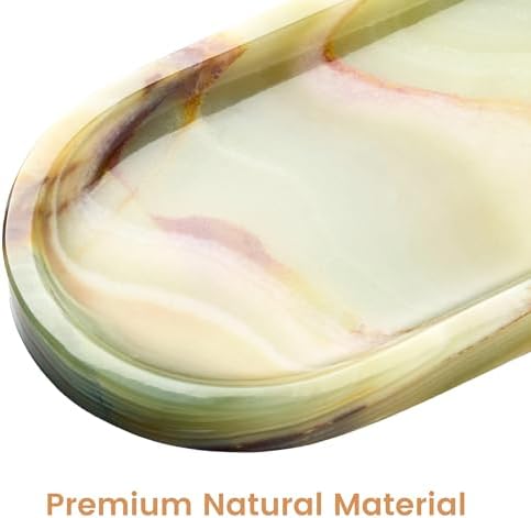 Natural Marble Decorative Tray, 9.8”x4.4”, Olive Green