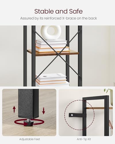 VASAGLE 5-Tier Bookshelf, Bookcase Book Shelf with Steel Frame,