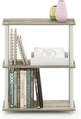 Furinno TURN-N-TUBE Storage Shelves, 3-Tier Book Shelf, Corner Shelf, Toolless Open Shelves, for Organization and Storag