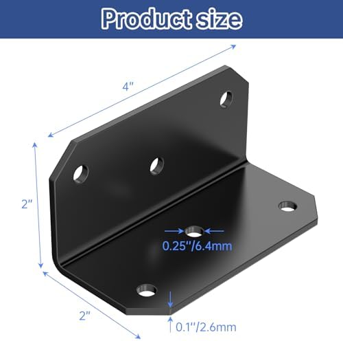Yuleimy L Brackets for Wood, 2x4 Inch Galvanized Corner Braces, 4 PCS