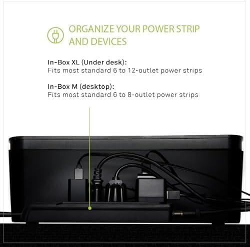 in-Box Cable Box Set with Extra Large Surge Protector Concealer Cable Management for Under Desk and Mobile Charging Stat