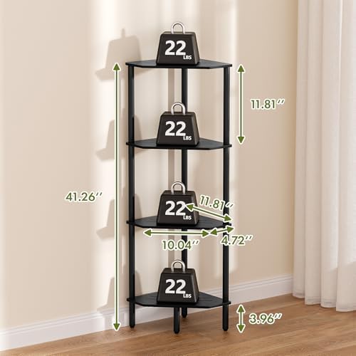 Corner Shelf Stand, 4 Tier Corner Bookshelf, Bamboo Storage Standing Shelf Unit, Tall Storage Plant Stand,Bookcase for L
