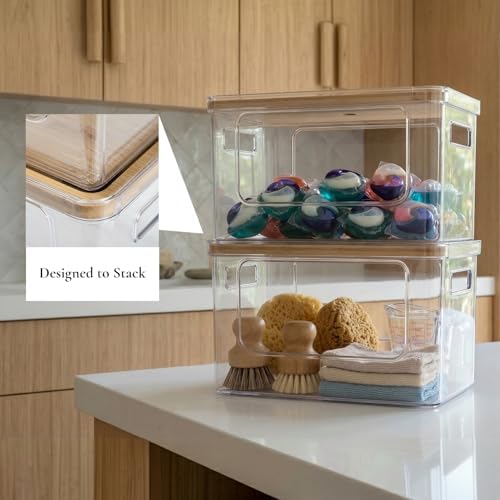 Hudgan Trash Bag Dispenser Under Sink, 2 in 1 Garbage Bag Holder Dishwasher Pods Organizer for Kitchen Pantry Laundry Ro