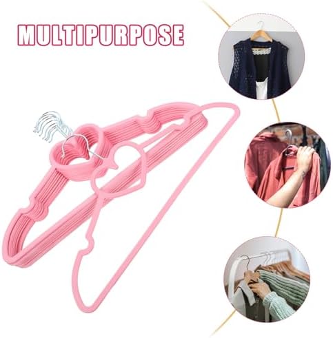 VOSAREA 10PCS Plastic Cloth Hangers Heart Hangers Space Saving Pink Plastic Clothes Heavy Duty Clothes for Jackets Pants Shirts Suit Dress Room Closet Decor