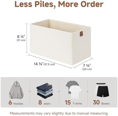StorageWorks Narrow Storage Bins for Closet Shelves, Beige, 2-Pack
